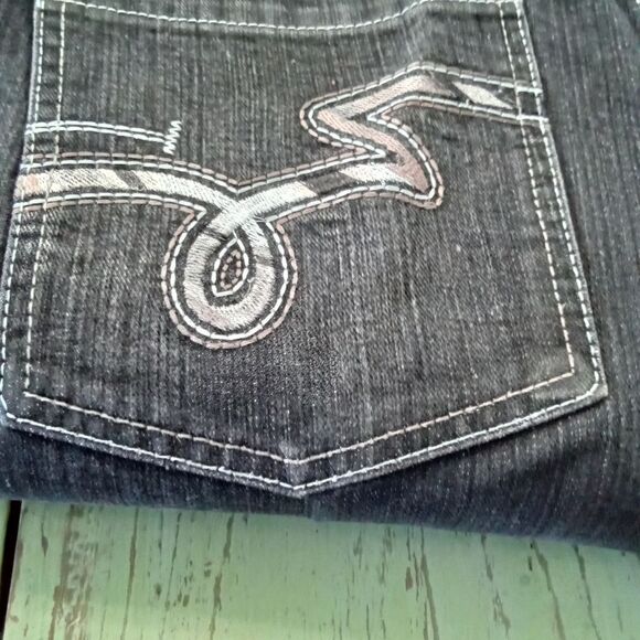 5ive Jungle & Co. Denim Jeans Men Size 32 Black Embroidered Back Pockets - Picture 12 of 13